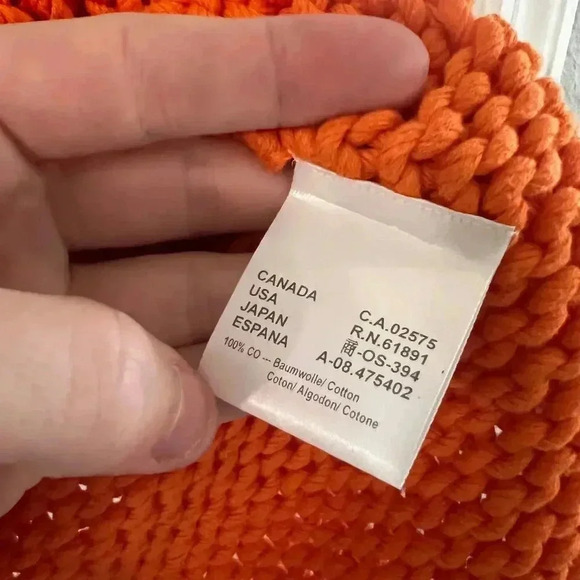 129 Escada Sport Orange Woven Lace Up Polo Sweater Size Large - Picture 3 of 4